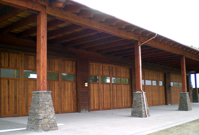 Wood carriage garage doors