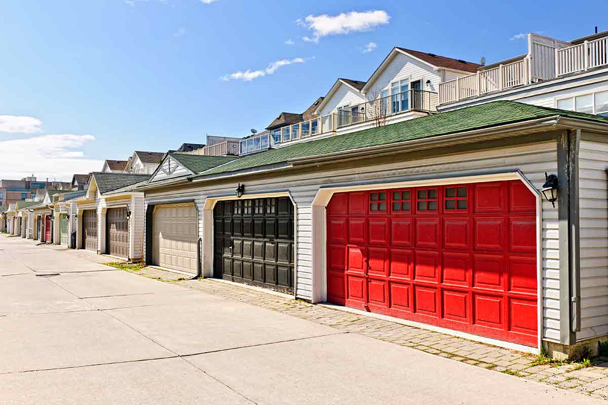 Multiple residential garage doors