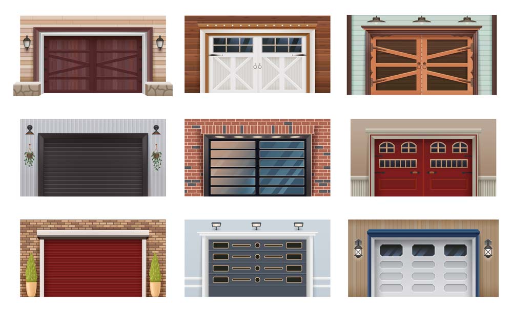 An image showing different types of commercial garage doors