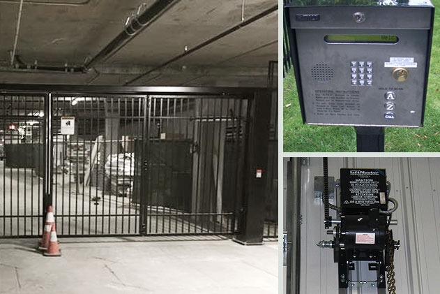 Commercial folding security gate with access control system